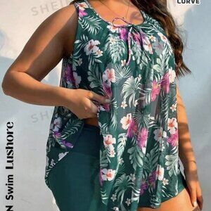 NEW SHEIN Swim Summer Beach Tropical Print Tankini 18 / 3XL